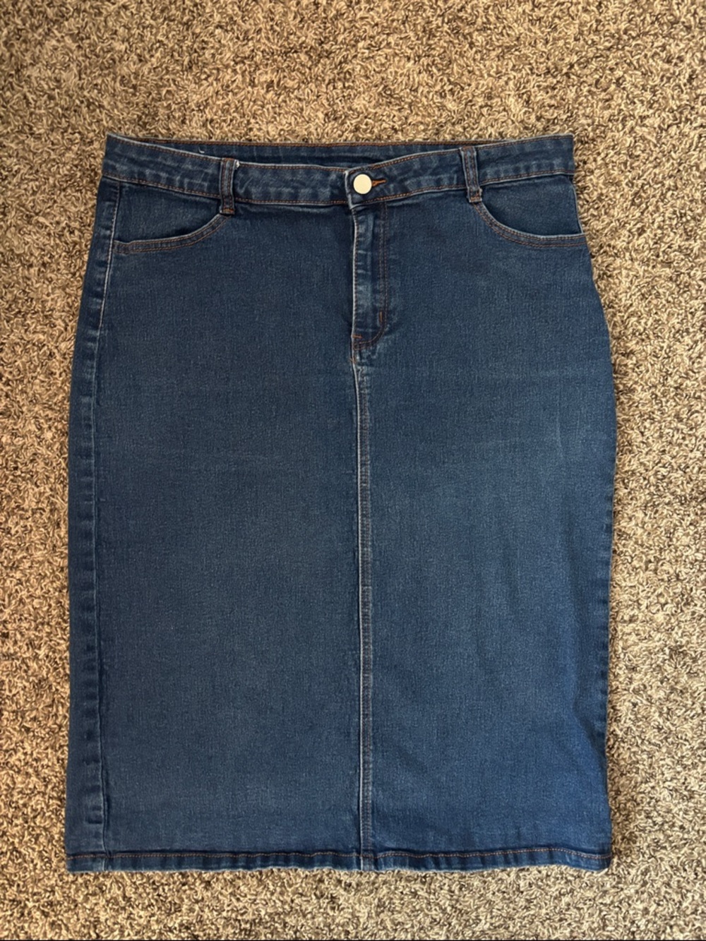 Women's Dark Blue Denim Pencil Skirt - Classic Stretch